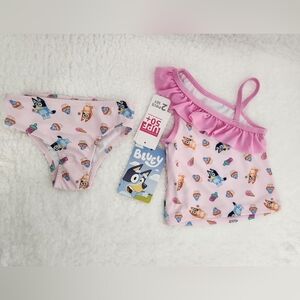 Bluey Baby Girl Swim Bikini 2 Pcs Set - Pink with Bluey Character Prints